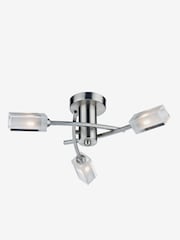 Dar Lighting Satin Chrome Glass Morgan 3 Light Semi Flush Ceiling Light - Image 1 of 3
