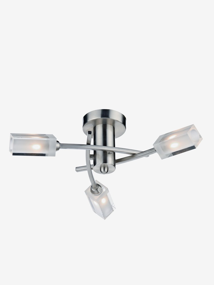 Dar Lighting Satin Chrome Glass Morgan 3 Light Semi Flush Ceiling Light - Image 1 of 3