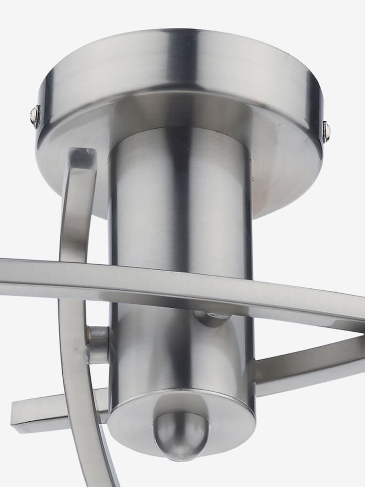 Dar Lighting Satin Chrome Glass Morgan 3 Light Semi Flush Ceiling Light - Image 3 of 3