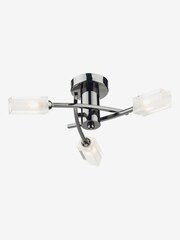 Dar Lighting Polished Black Chrome Glass Morgan 3 Light Semi Flush Ceiling Light - Image 1 of 3