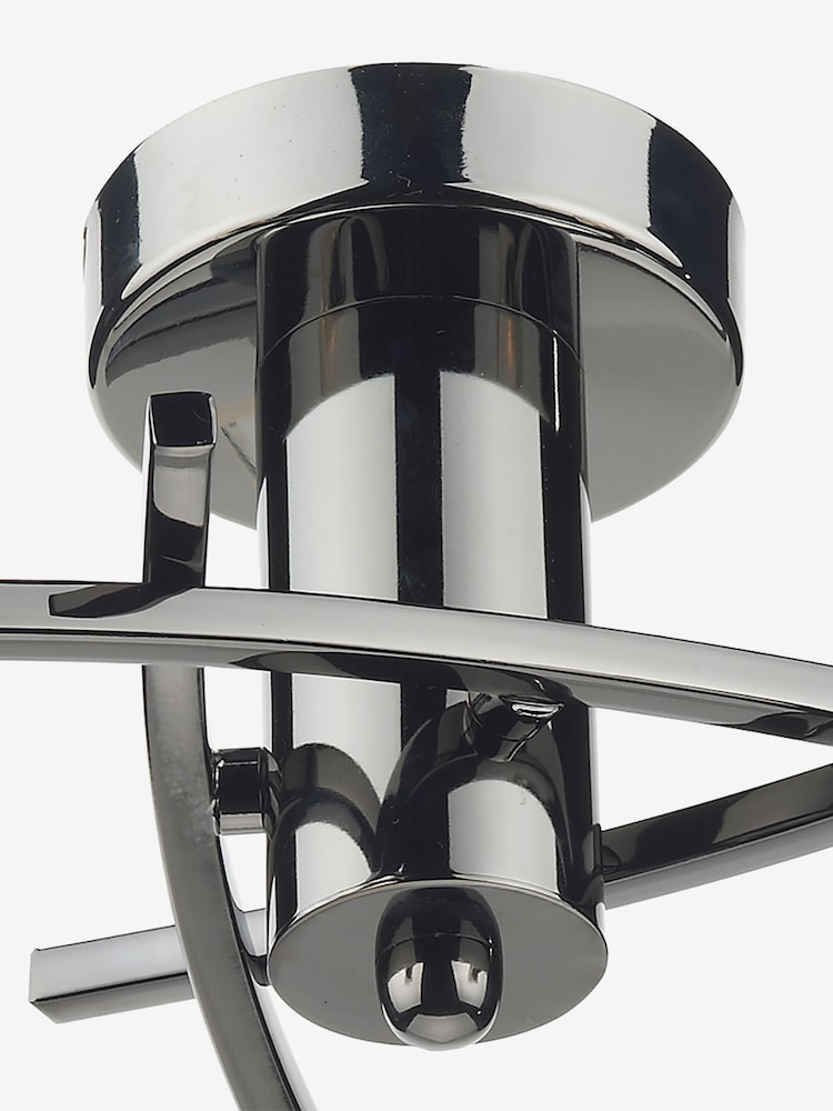 Dar Lighting Polished Black Chrome Glass Morgan 3 Light Semi Flush Ceiling Light - Image 3 of 3