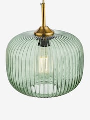 Dar Lighting Green Ribbed Glass Bronze Demarius Pendant Ceiling Light - Image 5 of 6