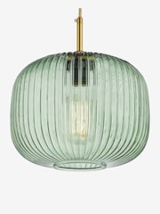 Dar Lighting Green Ribbed Glass Bronze Demarius Pendant Ceiling Light - Image 6 of 6