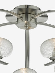 Dar Lighting Satin Chrome Textured Glass Leighton 5 Light Semi Flush Ceiling Light - Image 2 of 3