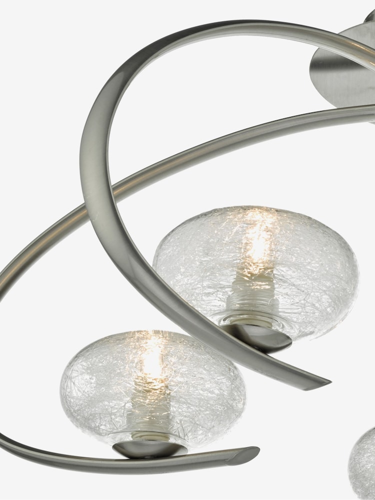 Dar Lighting Satin Chrome Textured Glass Leighton 5 Light Semi Flush Ceiling Light - Image 3 of 3