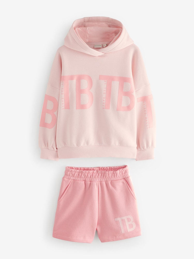 Baker by Ted Baker Pink Tonal Printed Hoodie and Shorts Set 2 Piece - Image 5 of 8