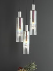 Dar Lighting Satin Silver Iridised Glass Ruben 3 Cluster Pendant Ceiling Light - Image 1 of 5
