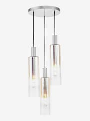 Dar Lighting Satin Silver Iridised Glass Ruben 3 Cluster Pendant Ceiling Light - Image 3 of 5