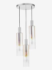 Dar Lighting Satin Silver Iridised Glass Ruben 3 Cluster Pendant Ceiling Light - Image 4 of 5