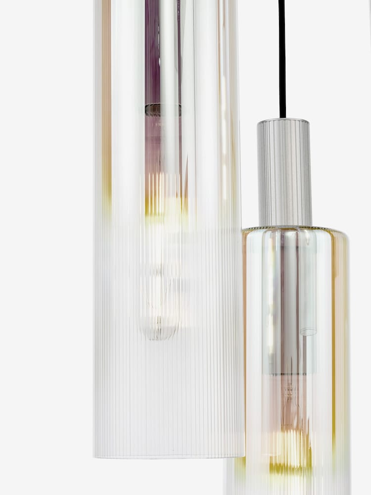 Dar Lighting Satin Silver Iridised Glass Ruben 3 Cluster Pendant Ceiling Light - Image 5 of 5 Dar Lighting Satin Silver Iridised Glass Ruben 3 Cluster Pendant Ceiling Light - Image 5 of 5