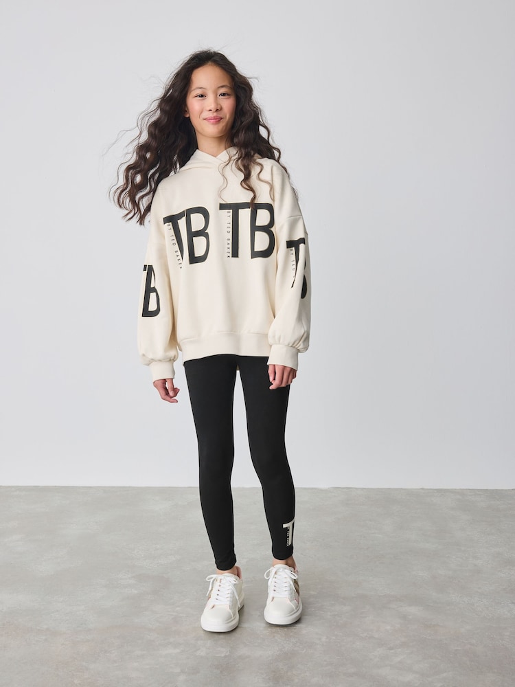 Baker by Ted Baker Neutral Tonal Branded Hoodie and Leggings Set 2 Piece - Image 1 of 11