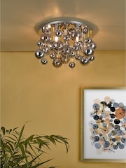 Dar Lighting Polished Chrome Smoked Glass Thora 5 Light Flush Ceiling Light - Image 1 of 4