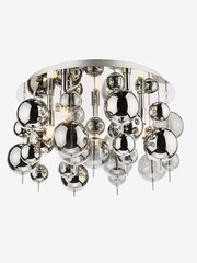 Dar Lighting Polished Chrome Smoked Glass Thora 5 Light Flush Ceiling Light - Image 2 of 4