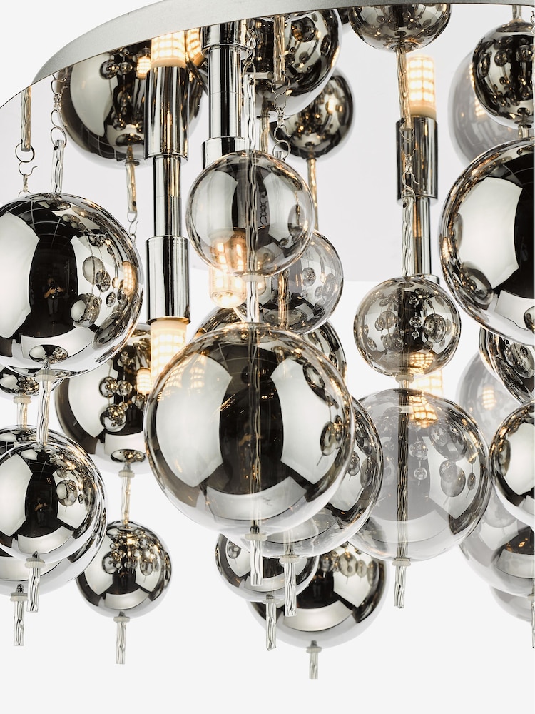 Dar Lighting Polished Chrome Smoked Glass Thora 5 Light Flush Ceiling Light - Image 4 of 4