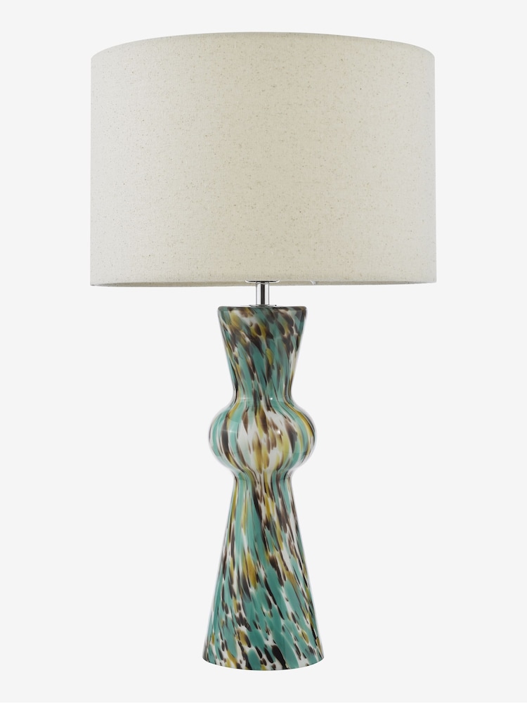 Dar Lighting Blue Art Glass Polished Chrome Rheneas Table Lamp - Image 1 of 4