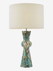 Dar Lighting Blue Art Glass Polished Chrome Rheneas Table Lamp - Image 2 of 4
