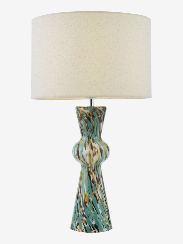Dar Lighting Blue Art Glass Polished Chrome Rheneas Table Lamp - Image 2 of 4