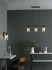 Dar Lighting Matt Black Glass Miu 3 Light Bar Pendant Ceiling Light - Image 1 of 5