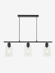Dar Lighting Matt Black Glass Miu 3 Light Bar Pendant Ceiling Light - Image 2 of 5