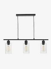 Dar Lighting Matt Black Glass Miu 3 Light Bar Pendant Ceiling Light - Image 3 of 5