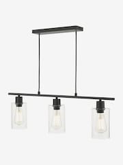 Dar Lighting Matt Black Glass Miu 3 Light Bar Pendant Ceiling Light - Image 4 of 5