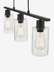 Dar Lighting Matt Black Glass Miu 3 Light Bar Pendant Ceiling Light - Image 5 of 5