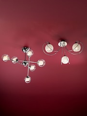 Dar Lighting Polished Chrome Glass Zeke 6 Light Semi Flush Ceiling Light - Image 1 of 5