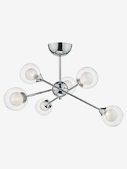 Dar Lighting Polished Chrome Glass Zeke 6 Light Semi Flush Ceiling Light - Image 2 of 5