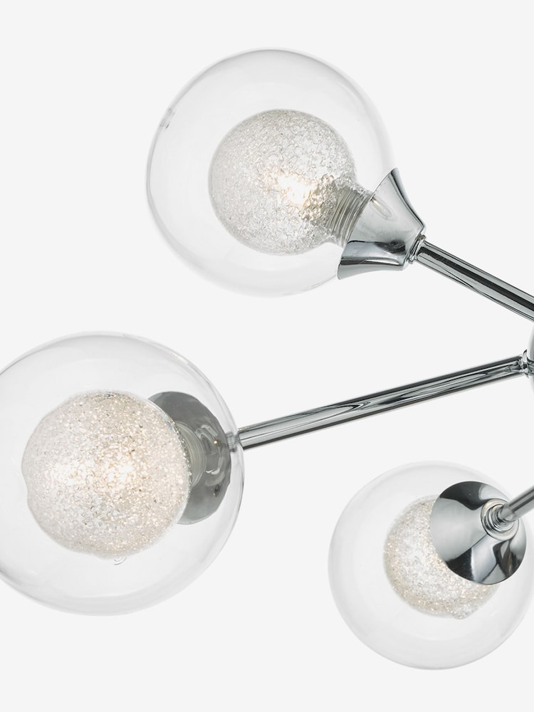 Dar Lighting Polished Chrome Glass Zeke 6 Light Semi Flush Ceiling Light - Image 5 of 5