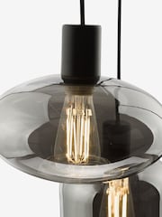 Dar Lighting Smoked Glass Satin Black Aiden 3 Light Cluster Pendant Ceiling Light - Image 4 of 5