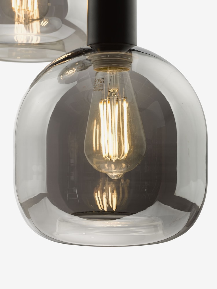 Dar Lighting Smoked Glass Satin Black Aiden 3 Light Cluster Pendant Ceiling Light - Image 5 of 5