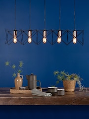 Dar Lighting Matt Black Polished Copper Midi 5 Light Bar Pendant Ceiling Light - Image 1 of 4