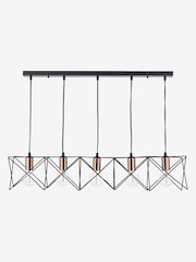 Dar Lighting Matt Black Polished Copper Midi 5 Light Bar Pendant Ceiling Light - Image 2 of 4