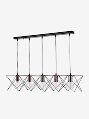 Dar Lighting Matt Black Polished Copper Midi 5 Light Bar Pendant Ceiling Light - Image 3 of 4