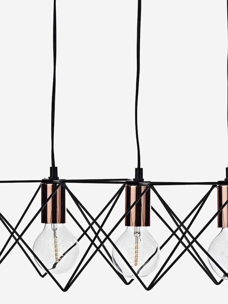 Dar Lighting Matt Black Polished Copper Midi 5 Light Bar Pendant Ceiling Light - Image 4 of 4