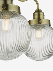 Dar Lighting Antique Brass Ribbed Glass Tamara 3 Light Semi Flush Ceiling Light - Image 4 of 4