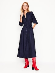 Boden Blue Petite Ruby Collarless Shirt Dress - Image 1 of 4