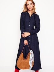 Boden Blue Petite Ruby Collarless Shirt Dress - Image 2 of 4