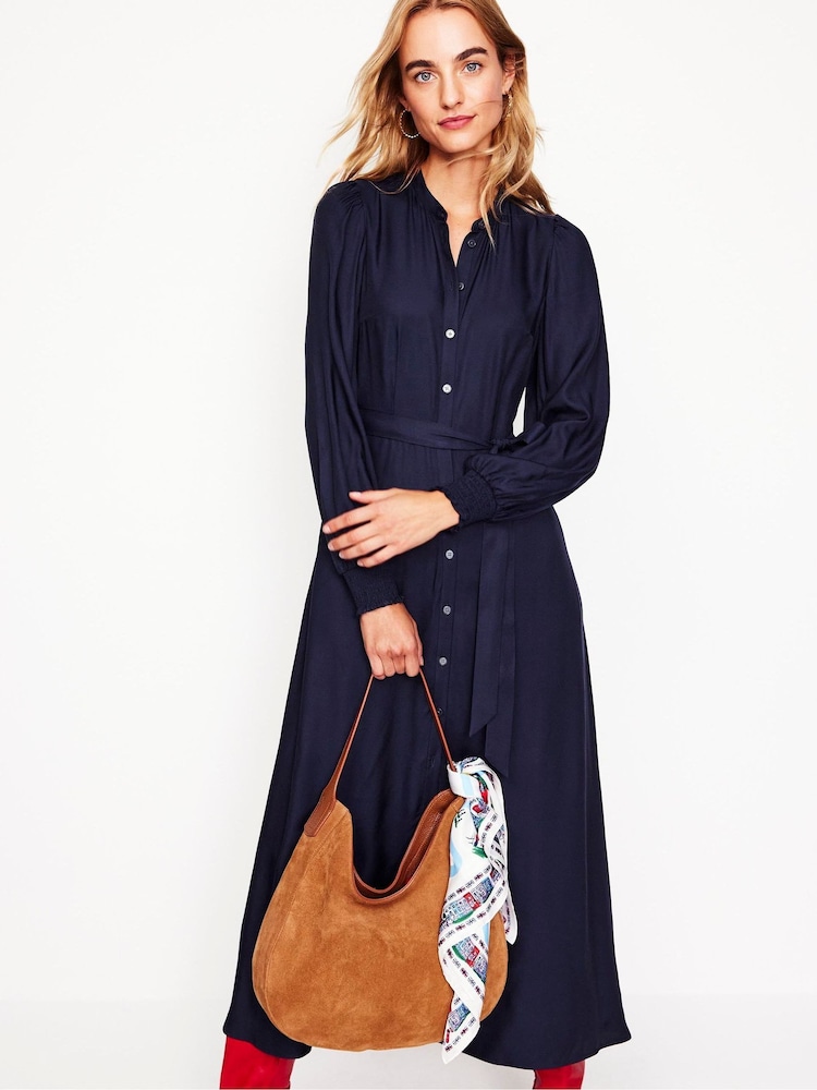 Boden Blue Petite Ruby Collarless Shirt Dress - Image 2 of 4