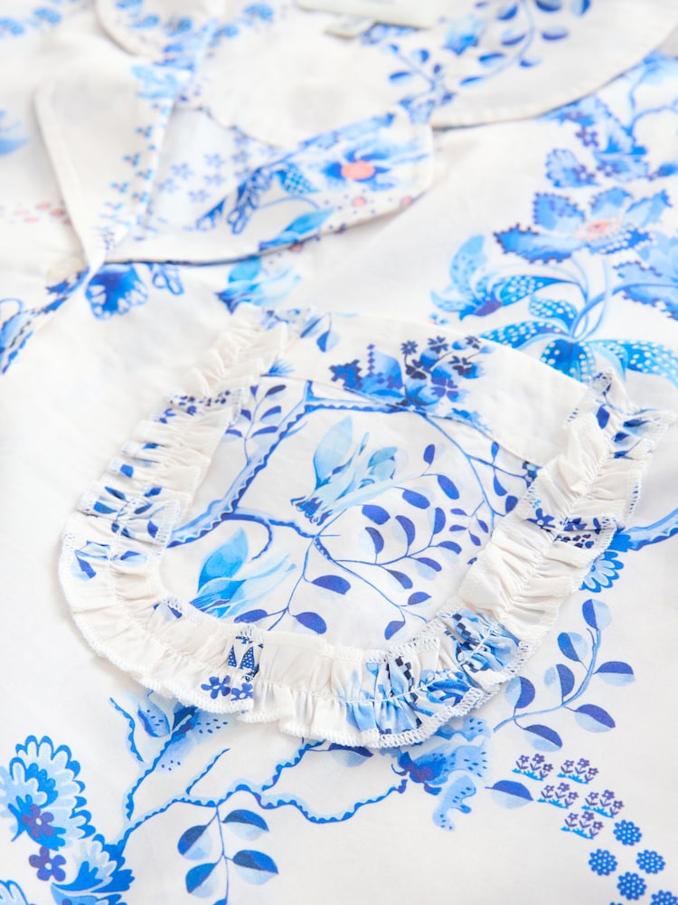 Cath Kidston White/Blue Road Floral Print Button Through Pyjamas - Image 13 of 13