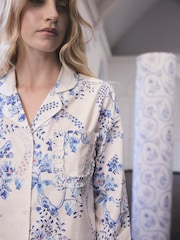 Cath Kidston White/Blue Road Floral Print Button Through Pyjamas - Image 4 of 13