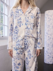 Cath Kidston White/Blue Road Floral Print Button Through Pyjamas - Image 5 of 13