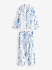 Cath Kidston White/Blue Road Floral Print Button Through Pyjamas - Image 7 of 13