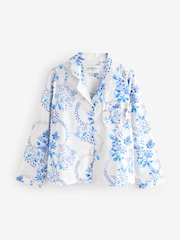 Cath Kidston White/Blue Road Floral Print Button Through Pyjamas - Image 8 of 13
