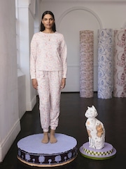 Cath Kidston Cat & Mouse Print Cotton Twosie Pyjamas - Image 4 of 11