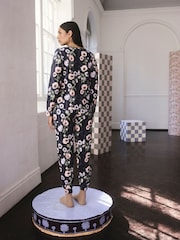 Cath Kidston Navy Peony Print Cotton Twosie Pyjamas - Image 3 of 10