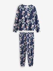 Cath Kidston Navy Peony Print Cotton Twosie Pyjamas - Image 5 of 10
