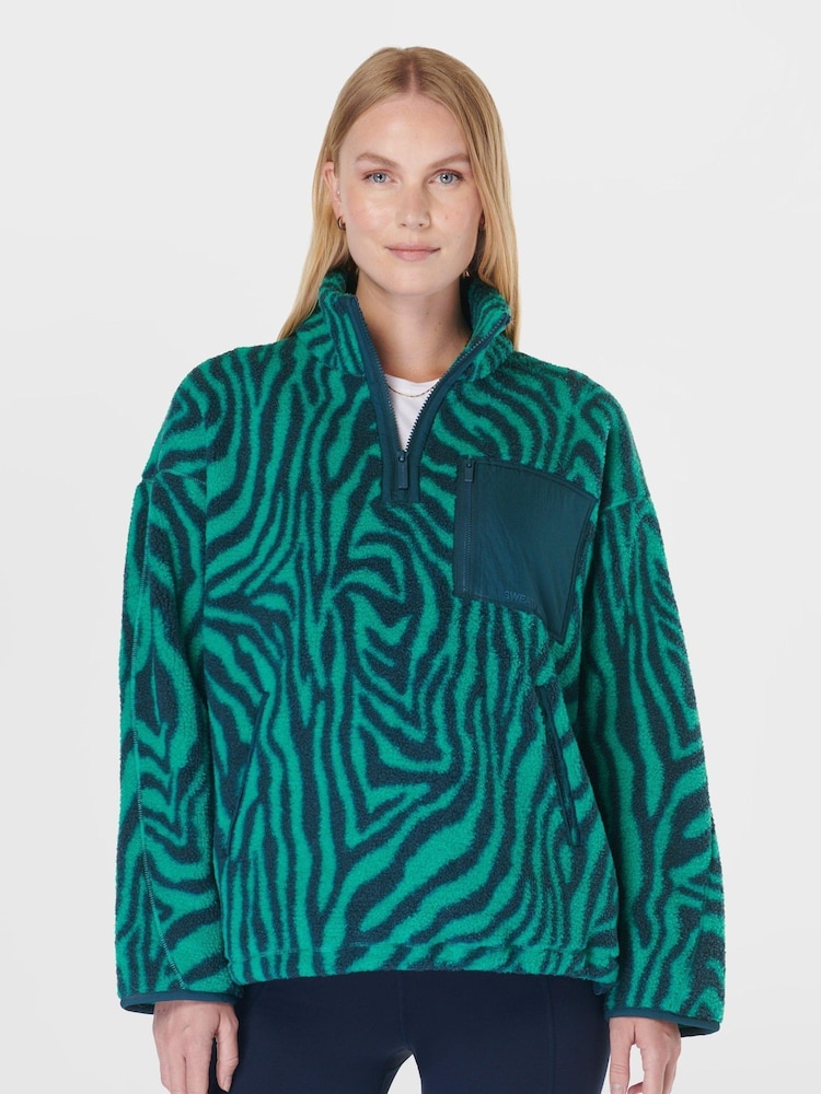 Sweaty Betty Green Karma Half Zip Fleece - Image 1 of 7