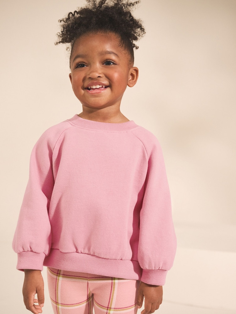 Rose Pink Crew Sweatshirt (3mths-7yrs) - Image 1 of 8 Rose Pink Crew Sweatshirt (3mths-7yrs) - Image 1 of 8