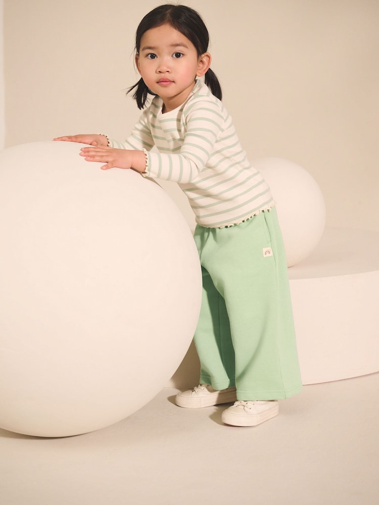 Sage Green Wide Leg Sweat Joggers (3mths-7yrs) - Image 2 of 8 Sage Green Wide Leg Sweat Joggers (3mths-7yrs) - Image 2 of 8